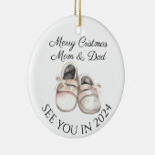 Mam en papa om nieuwe baby zwangerschap aankondigi keramisch ornament (Rechts)