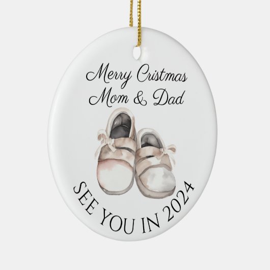 Mam en papa om nieuwe baby zwangerschap aankondigi keramisch ornament (Rechts)