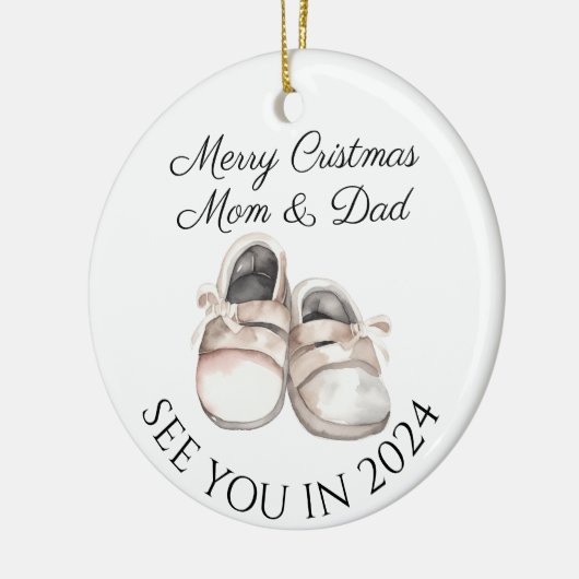 Mam en papa om nieuwe baby zwangerschap aankondigi keramisch ornament (Links)