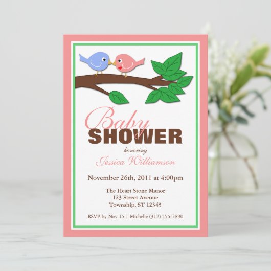 Mam en papa vogels - Babyschoenen Kaart (Staand voorkant)