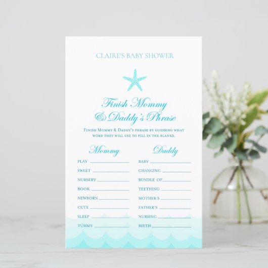 Mam en papa wissen - Baby shower game (Staand voorkant)