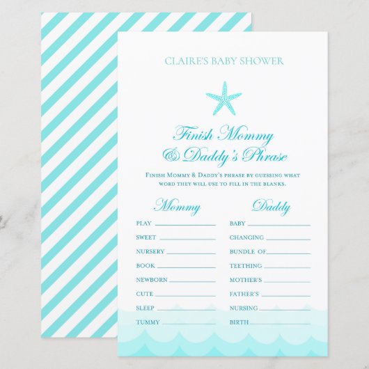 Mam en papa wissen - Baby shower game (Voorkant / Achterkant)