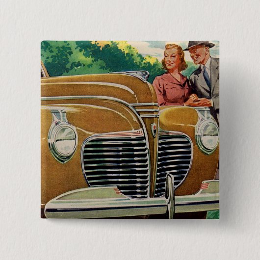Mam en papa's MMOTH gouden 1941 Plymouth Vierkante Button 5,1 Cm (Voorkant)
