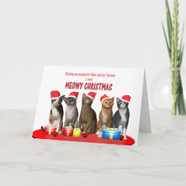 Mam en partner, Katten in kerstpetten Feestdagen Kaart