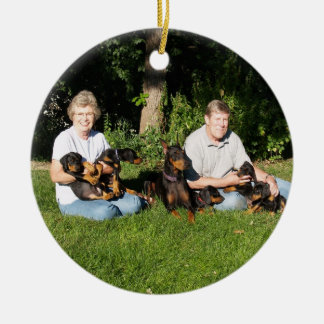 Mam- en pup-doberman-versiering keramisch ornament