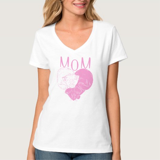 Mam en twee hartkatten t-shirt (Voorkant)