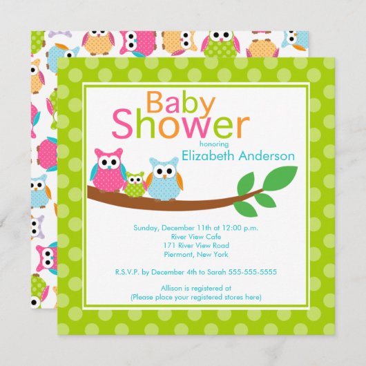 Mam en vader Eigenaars van Baby Owl Neutraal Baby  Kaart (Voorkant / Achterkant)