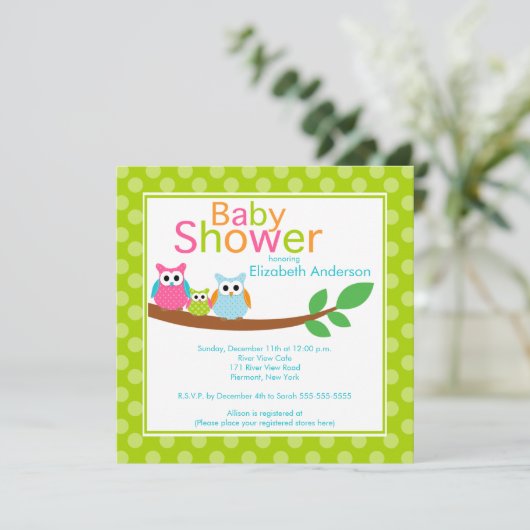 Mam en vader Eigenaars van Baby Owl Neutraal Baby  Kaart (Staand voorkant)