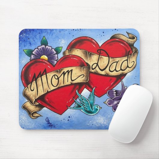 "Mam en vader" Hart met Muismat van de Kunst van h (Met muis)