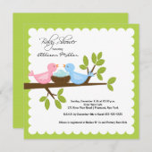 Mam en vader Vogels met Baby shower TRIPLETS Kaart (Voorkant / Achterkant)