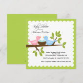 Mam en vader vogels met TWINS-Baby shower Kaart (Voorkant / Achterkant)