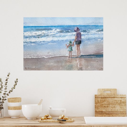 Mam en Waterverf van de Kindgolf Poster (Keuken)