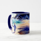 Mam en Zoon die bij de Mok van het Strand lopen (Voorkant links)