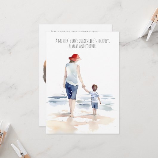 Mam en zoon op het strand | MOEDERDAG Kaart (Voorkant / Achterkant in situ)