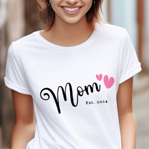 Mam Est. jaar moederdag schattig en script harten T-shirt