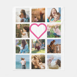 Mam Familie Foto Collage Pink Heart Fleece Deken