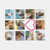 Mam Familie Foto Collage Pink Heart Fleece Deken (Voorkant (Horizontaal))