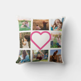 Mam Familie Foto Collage Pink Heart Kussen