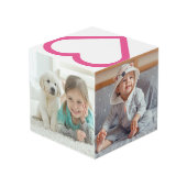 Mam Familie Foto Collage Pink Heart Modern Kubus (Achter hoekig)