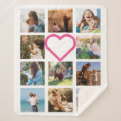 Mam Familie Foto Collage Pink Heart Sherpa Deken (Voorkant)