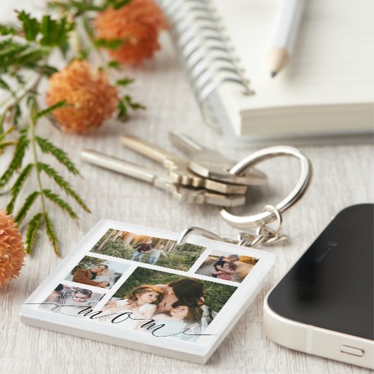 Mam Familie Foto Collage Speciaal Bericht Keepomwi Sleutelhanger (Voorkant Rechts)