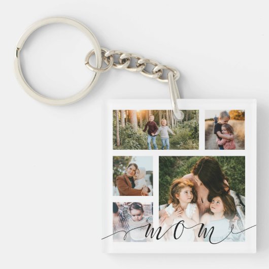 Mam Familie Foto Collage Speciaal Bericht Keepomwi Sleutelhanger (Voorkant)