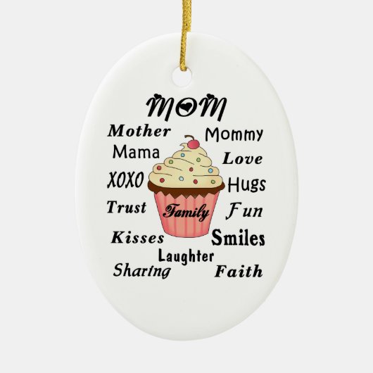 Mam Family Cupcake Keramisch Ornament (Voorkant)