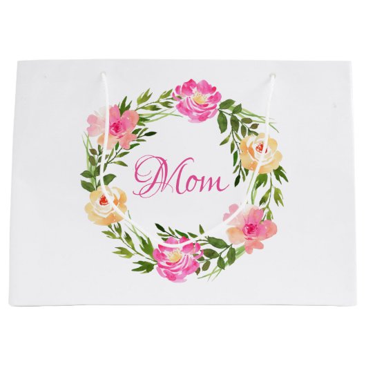 Mam Feminine Floral Persoonlijke Waterverf Groot Cadeauzakje (Voorkant)