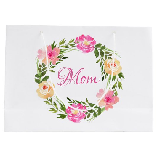 Mam Feminine Floral Persoonlijke Waterverf Groot Cadeauzakje (Achterkant)