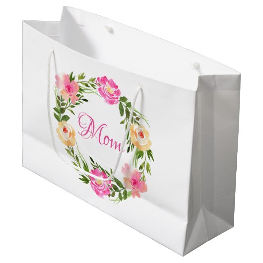 Mam Feminine Floral Persoonlijke Waterverf Groot Cadeauzakje (Voorkant Gekanteld)