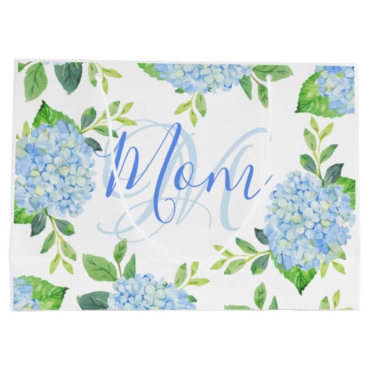 Mam Floral Blue Hydrangea Waterverf Modern Groot Cadeauzakje (Achterkant)
