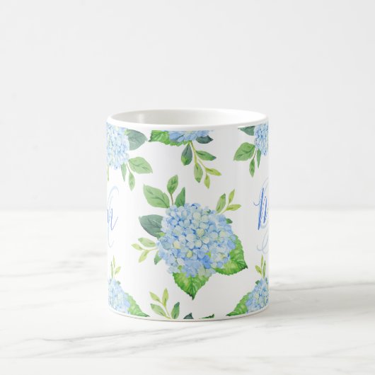 Mam Floral Blue Hydrangea Waterverf Modern Koffiemok (Center)