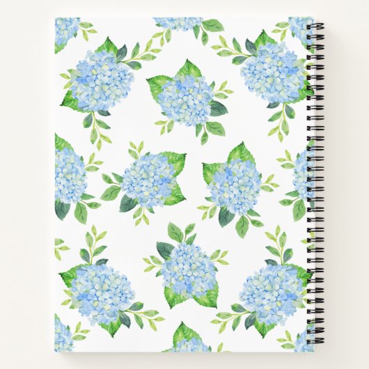 Mam Floral Blue Hydrangea Waterverf Modern Notitieboek (Achterkant)
