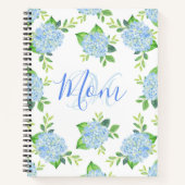 Mam Floral Blue Hydrangea Waterverf Modern Notitieboek (Voorkant)