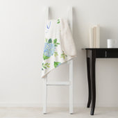 Mam Floral Blue Hydrangea Waterverf Modern Sherpa Deken (In situ)