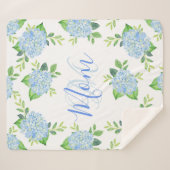 Mam Floral Blue Hydrangea Waterverf Modern Sherpa Deken (Voorkant (horizontaal))