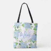 Mam Floral Blue Hydrangea Waterverf Modern Tote Bag (Achterkant)