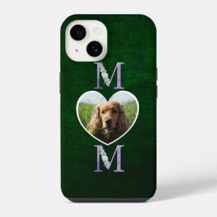 Mam Floral hart lila foto van de hond groen iPhone 14 Hoesje