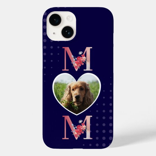 Mam Floral hartfoto van de hond paars Case-Mate iPhone Case (Achterkant)