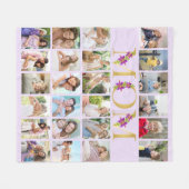Mam Floral Letters 24 Verticale foto Collage Lila Fleece Deken (Voorkant (Horizontaal))
