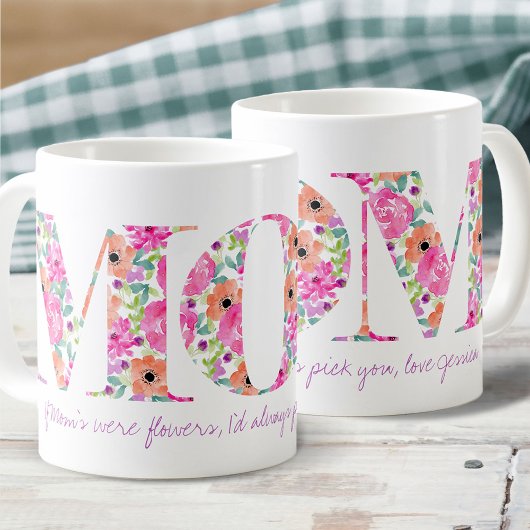 Mam Floral letters als mama bloemen is Koffiemok