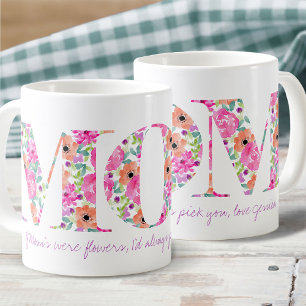 Mam Floral Letters Pattern - Als mama bloemen was Koffiemok