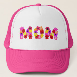 Mam Floral Typographic Design Trucker Hat Pet