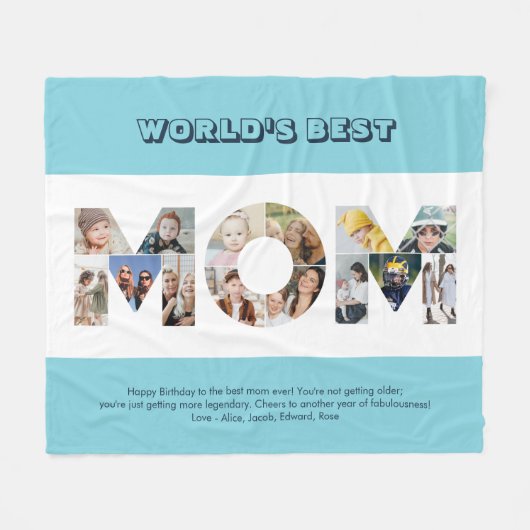 Mam Foto Collage Cutout Moederdag Verjaardag Fleece Deken (Voorkant (Horizontaal))