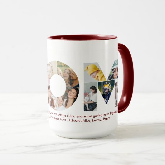 Mam Foto Collage Cutout Moederdag Verjaardag Mok (Voorkant rechts)