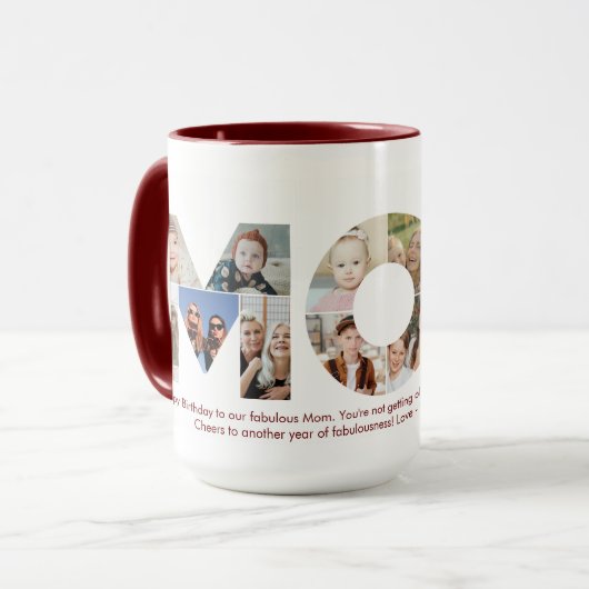 Mam Foto Collage Cutout Moederdag Verjaardag Mok (Voorkant links)