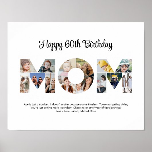 Mam Foto Collage Cutout Moederdag Verjaardag Poster (Voorkant)