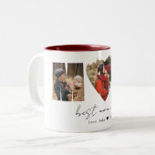 Mam Foto Collage Hart Foto Moederdag Gift Tweekleurige Koffiemok (Voorkant links)
