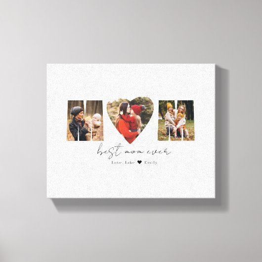 Mam Foto Collage Heart Photo Moederdag Canvas Afdruk (Voorkant)