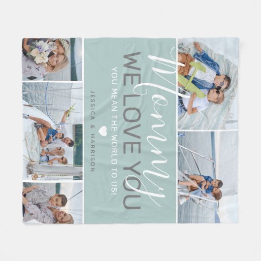 Mam Foto Collage 'We houden van je' Fleece Deken (Voorkant (Horizontaal))